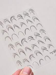 5D立体美甲贴纸 日式复古美甲贴纸 简约白色法式纹理美甲3D装饰贴纸 DIY自粘美甲贴花 - 黑色 - 查看 2