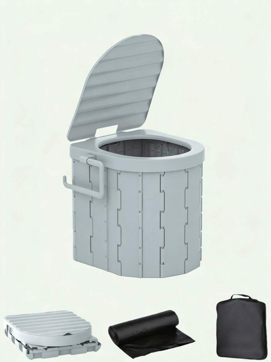 Portable Toilet, Emergency Toilet Kit - Foldable, Reusable, Includes Waste Solidifier Gel, High-Quality Outdoor Trash Bags, Compact Size For Outdoor Use, Suitable For Camping/Hiking, Car Emergency, RV Travel, And Disaster Preparedness - Multicolor - View 1