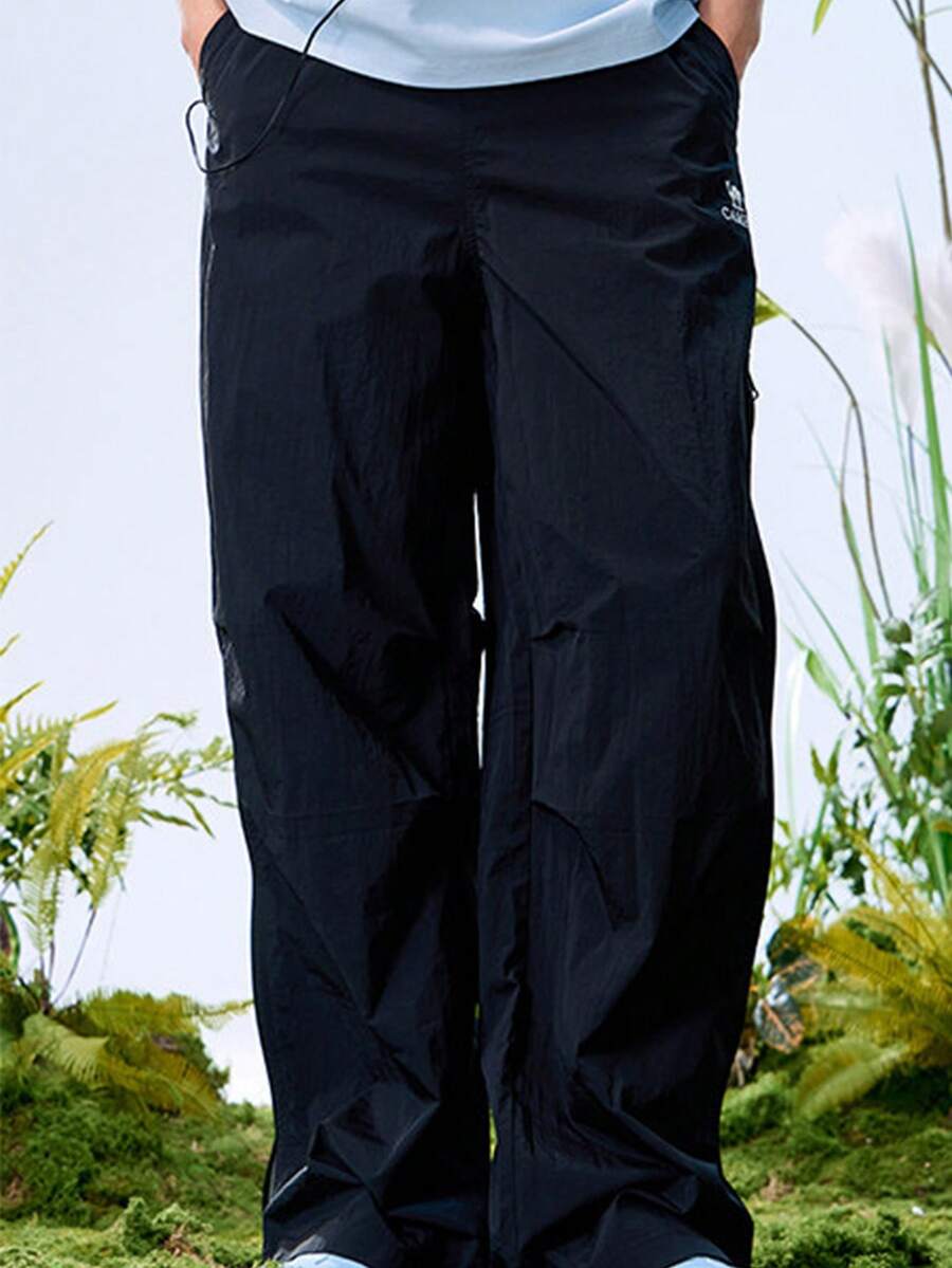 CAMEL CROWN 男士户外工作裤,春夏伞兵裤,防紫外线,透气,宽松直筒休闲裤 - 幻影黑 - 查看 1