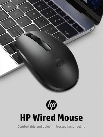 HP 惠普有线光电鼠标，小巧紧凑型电脑鼠标，符合人体工学的USB鼠标，适用于办公和商务环境，兼容Windows、Mac OS、笔记本电脑和台式电脑。