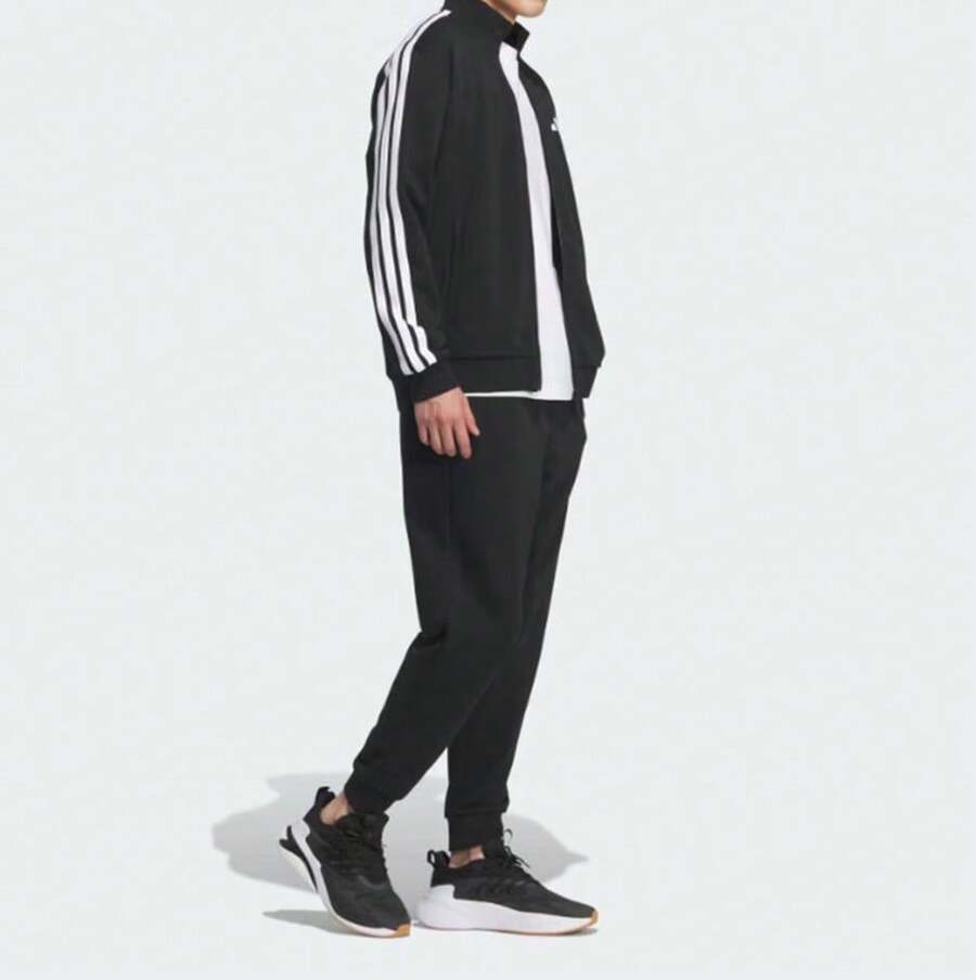 Adidas Bộ đồ thể thao nam mới, áo khoác cổ đứng, quần ống ôm, quần dài. - màu đen - Xem 1