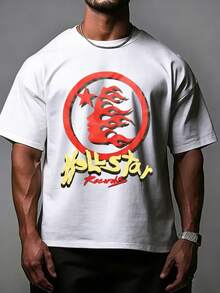 Hellstars Records Red Yellow Flame Head Star Y2K Graphic T-Shirt,220g 100% Cotton,Round Neck Short Sleeve,White Streetwear Essential For Summer Going Out,Unisex Style - White - View 1
