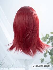 alicegarden 28-Inch Long Synthetic Wig Featuring A Natural Straight Style A Stunning Red. Designed With Bangs , It Is Crafted From Heat-Resistant Fiber To Ensure Durability. This False Hairpiece Is Perfect For Daily Use, Offering A Natural And Realistic Appearance That Mimics Real Human Hair - Red - View 3