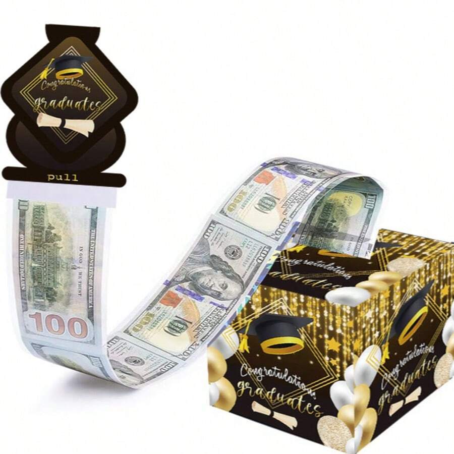 Graduation Gift For Men & Women, Funny Graduation Gift For College Students, Pull-Out Card DIY Cash Gift Box, Graduation Cash Storage Box - Book Hat - View 1