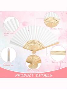 48/24/4件套婚礼派对回礼套装，包含扇子、感谢卡、流苏和欧根纱袋，适合作为宾客礼物、婚礼派对装饰品，以及仪式、比赛和特殊场合的手持降温设备。 - 彩色 - 查看 4