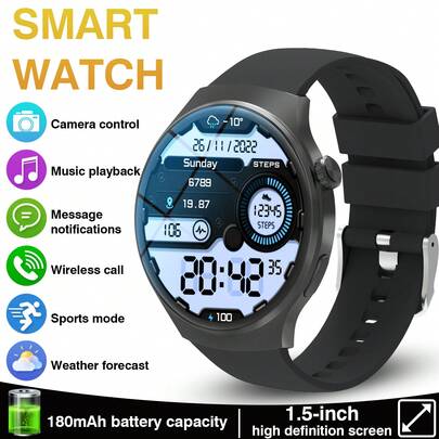 智能手表，具备无线通话/拨号、多种运动模式、来电提醒和拒接、短信通知、可自定义壁纸等功能，兼容 iOS/Android 系统。