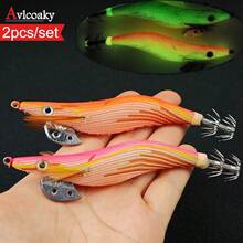 2个Avlcoaky发光鱿鱼虾鱼钩，人造硬饵 - 彩色 - 查看 2