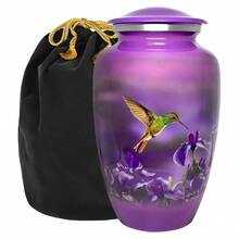 Memorials Urns For Human Ashes Adult Female And Male, Decorative Burial Urn, Funeral Cremation Urns For Women And Men - Large Hummingbird - Purple - View 12