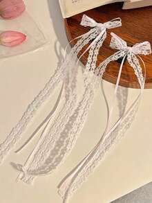 Cute Lace Ribbon Bow Hair Clip, Elegant Design Suitable For Valentine's Day Or Daily Use - Multicolor - View 8