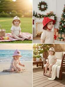 6-24个月特价公主妈妈渔夫帽婴儿Hello遮阳帽渔夫帽男女童遮阳帽 - 1PC - 查看 3