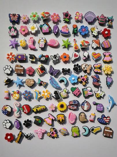 20/50/100pcs Random PVC Soft Rubber Assorted Accessories, DIY Fashion Sandal Decor, Detachable Sandal Accessories, Suitable As Birthday Gift And Party Favor