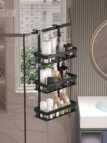 1pc 2/3 Tier Bathroom Door Hanging Storage Rack, Hole-Free Bathroom Organizer, Multi-Function 3-Layer Hanging Bathroom Storage Rack, For Bathroom Organization And Storage, Bathroom Accessory - Multicolor - View 9