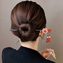 1pc Red Faux Pearl Tassel Hairpin, Hair Stick, Hanfu Traditional Hair Accessory, Chinese Retro Hairpin, Christmas Gift - 風格5 - 查看 7