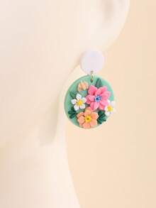 一对手工制作的3D立体花卉绿叶耳环，自然花园风格，四季皆宜，优雅设计，适合聚会、度假和日常佩戴。 - 薄荷綠 - 查看 7