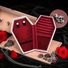 Hộp đựng trang sức hình quan tài phong cách Gothic, làm từ da PU cao cấp, hoàn hảo để đựng bông tai, nhẫn, dây chuyền và vòng tay – Hộp đựng di động phong cách Gothic lý tưởng cho Halloween, Giáng sinh, mùa tựu trường, ý tưởng quà tặng độc đáo cho những người yêu thích thời trang và các nhà sưu tập. - Hộp Halloween - Xem 5
