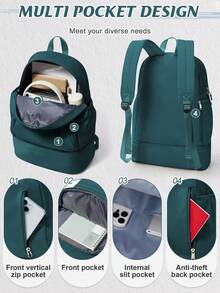 17.7*13.4*7.5 英寸大容量背包，多口袋设计，适合高中生和大学生；可容纳 14-15.6 英寸笔记本电脑，男女通用；带鞋仓；可调节肩带，符合航空公司随身行李标准；旅行必备背包，适合户外工作、通勤、上学等多种场合；34*19*45 厘米 - A - 查看 12