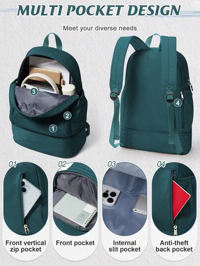Student Backpack With Separate Shoe Compartment, Lightweight Travel Backpack Suitable For Work, Gym, Daily Use, Casual Backpack With Hidden Pocket And Large Main Compartment, Perfect For Weekend Trips, Sports, Commuting And Daily Use, Large Capacity Student Bookbag With Multiple Pockets, High School And College Student Backpack, Fits 14-15.6 Inch Laptop, With Shoe Compartment Divider, Adjustable Shoulder Straps, Aviation Approved Handbag, Essential Backpack For Outdoor Commuting, Studying And Travel