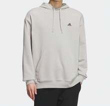 Adidas 新款男女同款毛圈情侶款運動休閒連帽衛衣 - 米色 - 查看 4