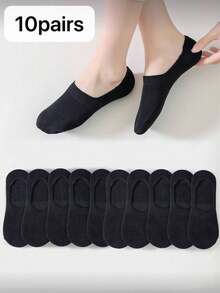10 Pairs Women Minimalist Solid Invisible Socks - Multicolor - View 9
