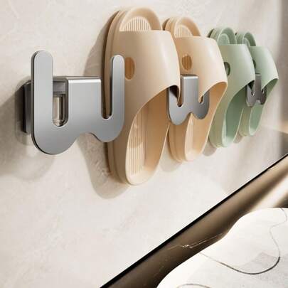 Badezimmer Pantoffel Regal, wandmontierter Badezimmer Schuhorganizer ohne Bohren, Abtropfgestell für die Toilette