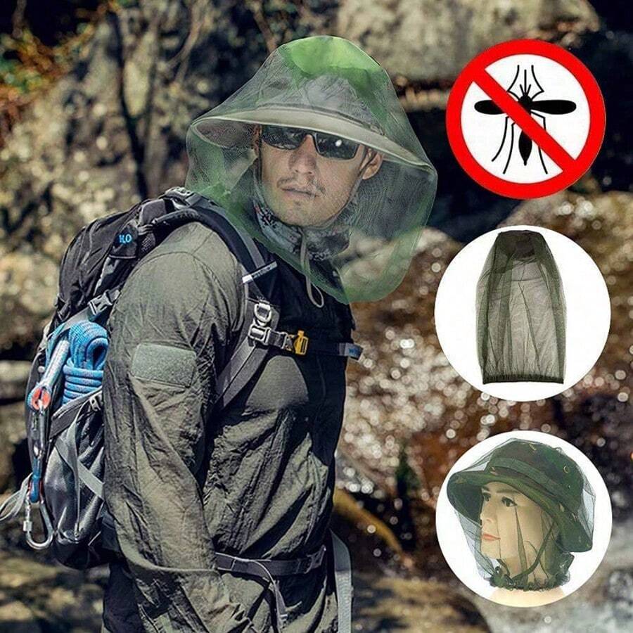 1pc Summer Anti-Mosquito Mosquito Net Hat, Camouflage Sun Protection Hat, Unisex - Multicolor - View 1