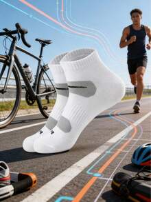 1双男士吸湿排汗透气骑行、跑步、运动休闲短袜，防滑 - 彩色 - 查看 8