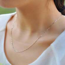 (Mother's Day Gift) 1pc S925 Silver Necklace With Upgraded Spring Clasp, Hypoallergenic And Durable Unisex Design - Melon Seed Necklace - View 4