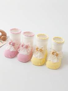 Neue weiche Schleifchen Baby Socken, nicht einengend, atmungsaktiv, geeignet für 0-1 jährige Mädchen, Prinzessinnenstil - Verschiedenfarbig - Übersicht 6