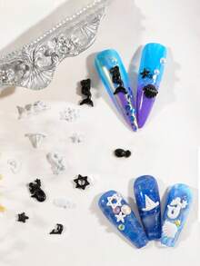 50件/包 海洋系列3D美甲装饰品，黑白美人鱼、海星、贝壳美甲饰品，DIY美甲配件 - 彩色 - 查看 8