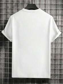 ZIVRE Men's Casual Commuter T-Shirt With Deer Head Pattern, Crew Neck - Weiss - View 2
