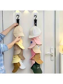 1pc Baseball Cap Storage Box With 8 Clips, Hat Rack Closet Hanging Organizer, Space-Saving Display For Up To 16 Hats, Lightweight Hat Storage Solution, Easy Access, Multi-Functional Installation Options, Keep Hats Organized And Visible, Suitable For Home Storage And Fashion Accessory Collection - Multicolor - View 4