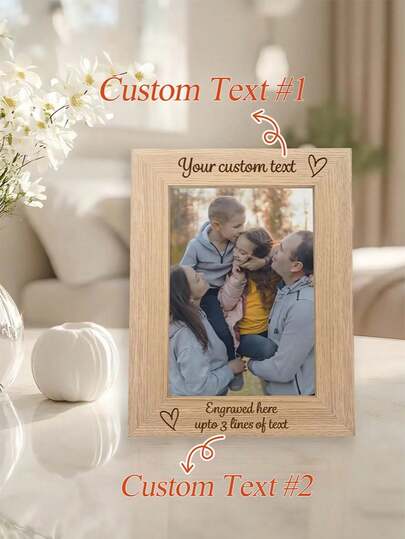 Marcos de fotos de madera personalizados de 6 pulgadas y 7 pulgadas, se pueden grabar con nombres, fechas, bendiciones, decoración del hogar personalizada y regalos familiares, adecuados para cumpleaños, aniversarios, bodas, regalos para damas de honor y padrinos.