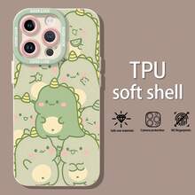 Linda fiesta de dinosaurios verdes con temática pastel.funda de teléfono Fundas compatibles con ,Apple,VIVO,OPPO,,, y Honor.Fabricadas en silicona TPU,ofrecen protección contra golpes y caídas. - Blanco - Ver 3
