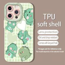 Lindos dinosaurios verdes con corazones.funda de teléfono Fundas compatibles con ,Apple,VIVO,OPPO,,, y Honor.Fabricadas en silicona TPU,ofrecen protección contra golpes y caídas. - Blanco - Ver 5