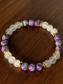 1 chiếc/Vòng tay bùa yêu đá Imperial 8mm, đá Moonstone, vòng tay chữa bệnh bằng phương pháp vi lượng đồng căn, món quà ngày lễ hoàn hảo - Nhiều màu - Xem 2