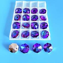 20pcs/Set 14mm Double Hole Glass Beads/Crystal Octagonal Beads, DIY Suncatchers/Crystal Prisms/Crystal Pendant For Chandelier/Christmas Tree Decor/Holiday Decor/Wedding Decor - Multicolor - View 5