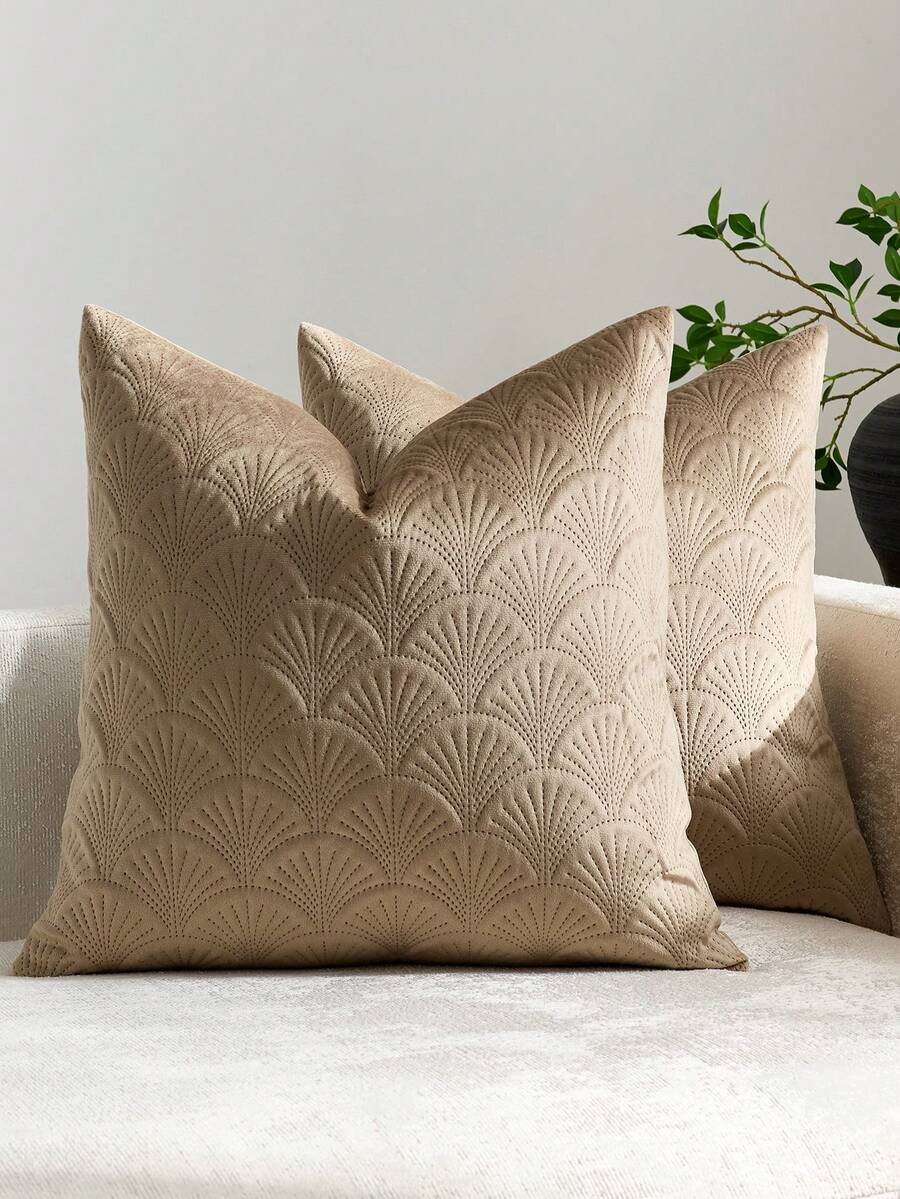 1pc/2pcs Throw Pillow Covers 18x18,Velvet Decorative Couch Pillow Cover Soft Square Cushion Cases For Sofa Bed Car - Khaki - View 1