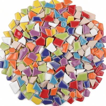 180g/6.35oz Mixed Color Irregular DIY Ceramic Mosaic Tiles Shattered Ceramic Pieces Craft Material Collage Tile Decoration Loose Material