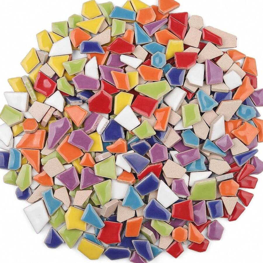 180g/6.35oz Mixed Color Asymmetric DIY Ceramic Mosaic Tiles Shattered Ceramic Pieces Craft Material Collage Tile Decoration Loose Material - A - View 1