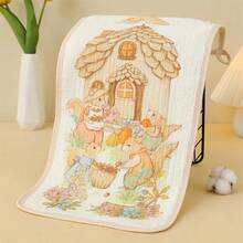 4/5件套，四层印花卡通动物图案纱布毛巾，柔软吸水面巾，秋季礼物 - 多色 - 查看 9