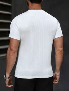 Manfinity Homme Men's Casual And Versatile Solid Color Short Sleeve T-Shirt - 白色 2 - 查看 2