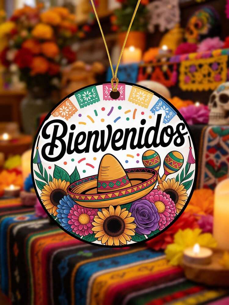 Cinco De Mayo Acrylic Hanging Decor, Sombrero, Lollipop, Sunflower Pattern, Classic Party Decoration - Multicolor - View 3