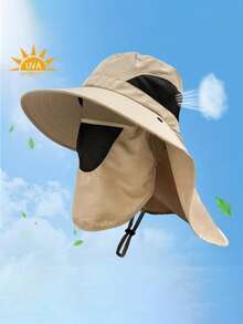 1pc Unisex Solid Color Neck Gaiter, Outdoor Wide Brim Sun Hat For Fishing, Hiking, Camping And Other Outdoor Activities - Multi-colored. - View 14