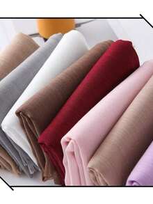 1pc New Simple Fashion Classic Versatile Soft Skin-Friendly Sunscreen Shawl, Suitable For Daily Wear, ATassel Rectangular Women Scarf, Hijab, - 黑色 - 查看 9