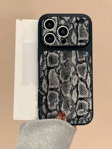 高端蛇皮纹理保护手机壳，适用于 17 Pro Max、16、15、14 Pro Max/16 Pro Max，柔软防摔，男女通用，秋冬新品 - 黑色 - 查看 2