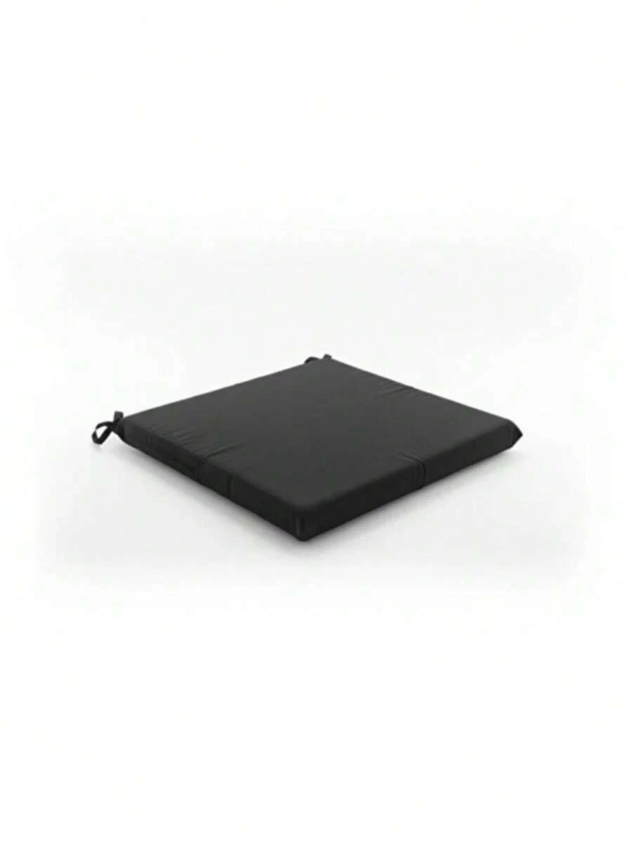 Single Chair Cushion With Ties 40x40cm – Soft Seat Pad With Foam Filling - Black - View 1