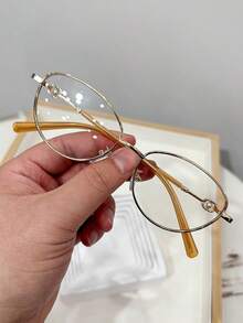 1pc Women's Casual Retro Oval Red Fashion Flat Glasses, Suitable For Daily Wear And Street Photography - Multicolor - View 18