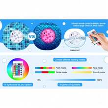 1/2/4/6/10pcs Waterproof LED Lights, 16 Color Changing Underwater Lights With Remote Control, Suitable For Aquarium, Vase, Bathtub, Hot Tub, Halloween, Christmas, Swimming Pool And Party Decoration - White - View 5