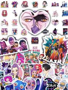 DOBBLE Pegatinas de K-Pop DemonHunters 90 piezas de PVC resistentes al agua, pegatinas de chicas cazadoras de demonios, figura de acción de la chica Rumi, adecuado para cuadernos y diarios - Multicolor - Ver 6