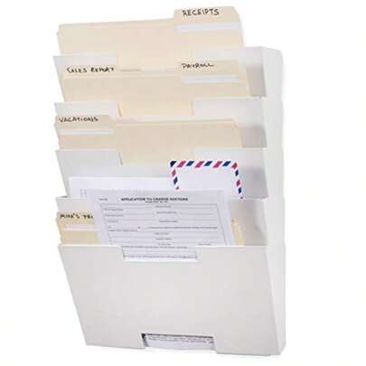 Wallniture Organizador Metálico de Archivos de Pared Lisbon 5 Niveles Soporte para Revistas Archivadores Tamaño Carta Estante Blanco